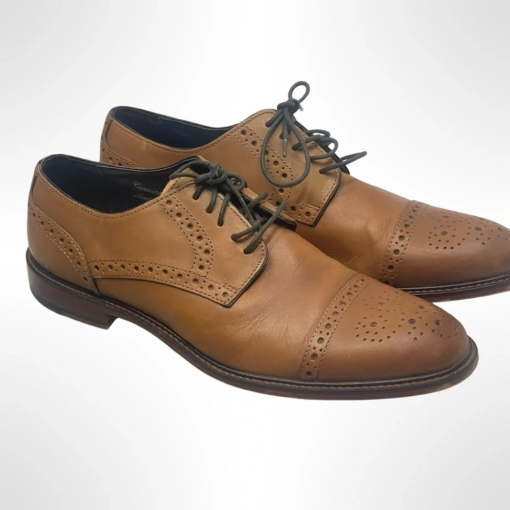 Joseph Abboud Brown Cap-toe Leather Men's Dress Shoes size 8